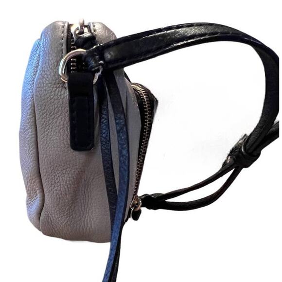 Kate Spade Leather Crossbody Small Compact Grey Greige Black FLAWS Upcycle Art - Picture 7 of 16